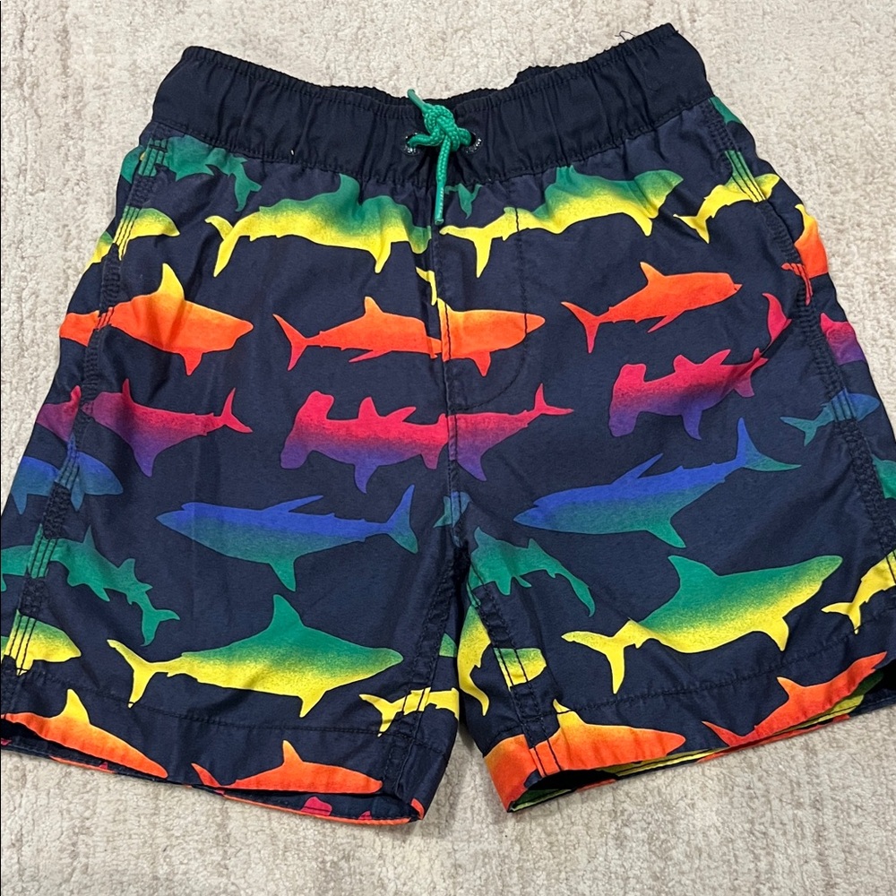 GAP Multicolor Shark Print Kids swim trunks